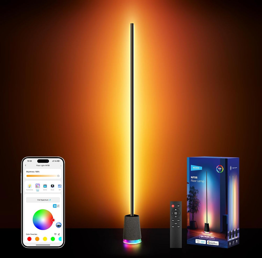 NEEWER NF06 RGB IC CW Smart Floor Lamp, 1500lm LED Standing Corner Light, APP...