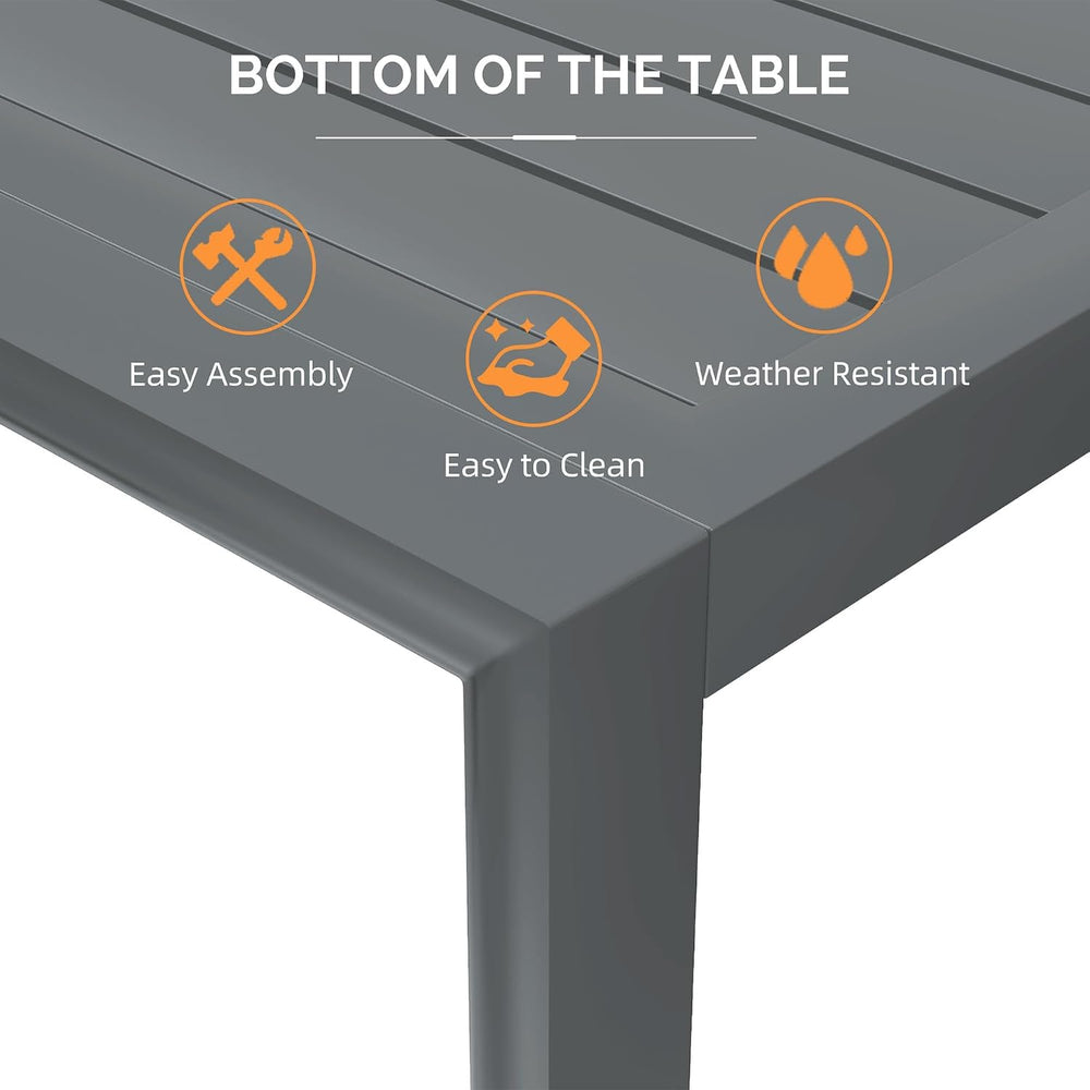 PURPLE LEAF Patio Dining Table for 10, All Aluminum Frame Height Adjustable
