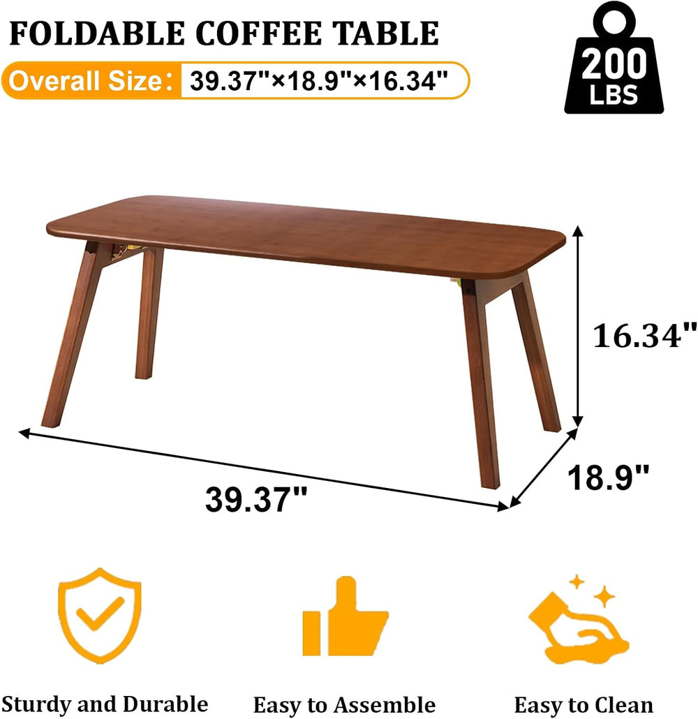 Baveke Folding Coffee Table- Foldable Floor Tables, Mid Century Coffee Table ...
