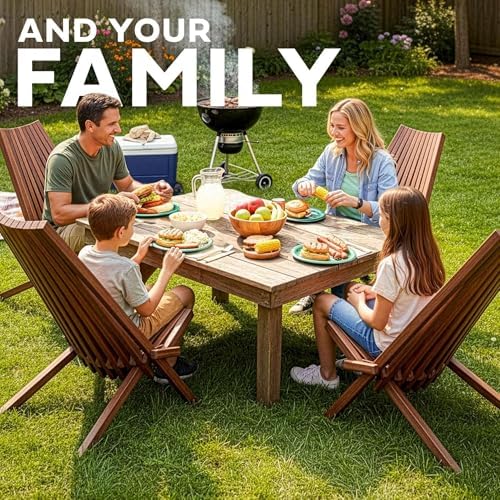 Melino 2-Pack Wooden Folding Tamarack Chair, Low Profile Outdoor Lounge