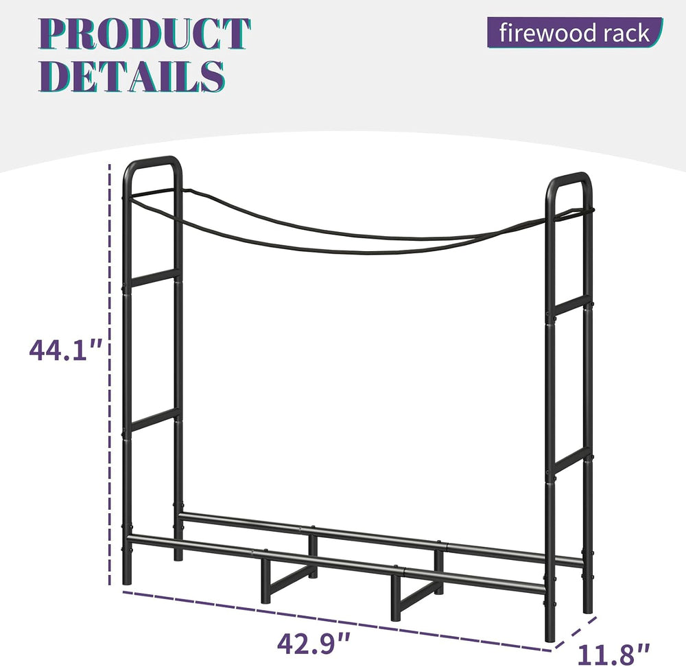 4FT Firewood Rack Outdoor, Adjustable Log Stand for Storage