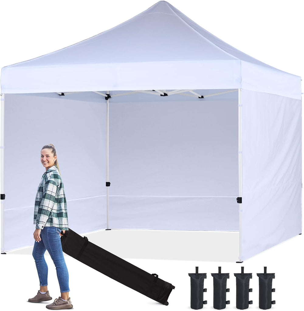 HLong 10x10 Heavy Duty Pop-Up Canopy with 4 Sidewalls, White