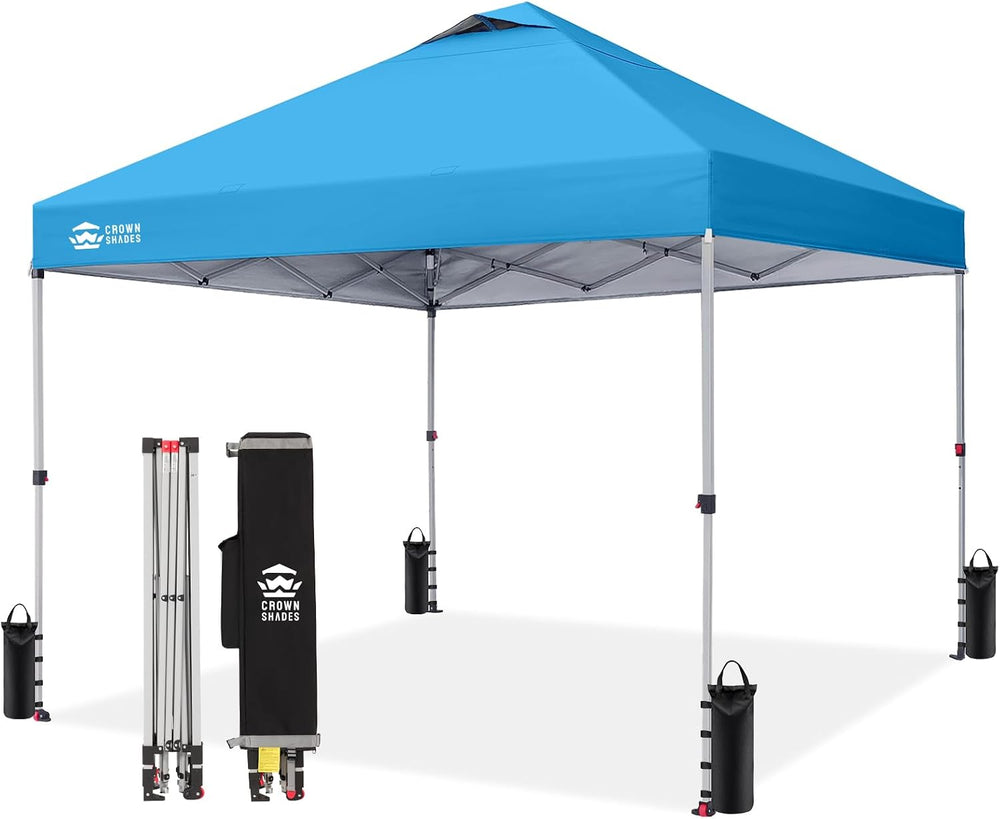 CROWN SHADES 10x10 Pop Up Canopy Tent with One Push Setup, Sky Blue