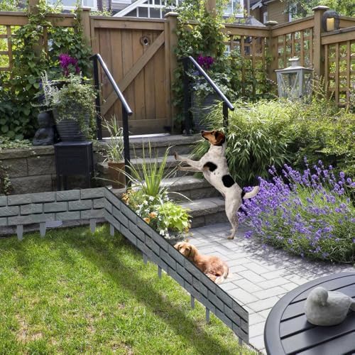 Brick Effect Garden Fence,Flower Bed Border Detachable Splicing Garden Fence,...