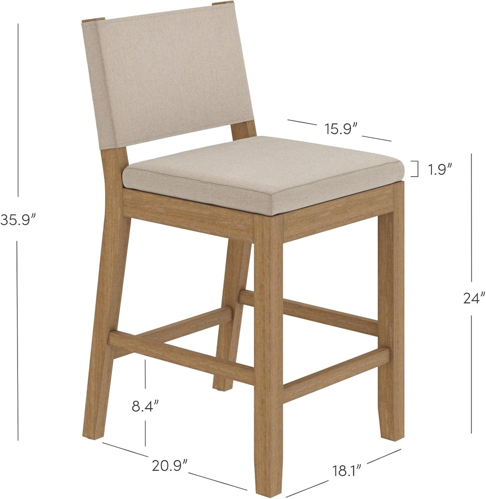 Nathan James Linus Modern Upholstered Counter Height Bar Stool with Back and ...