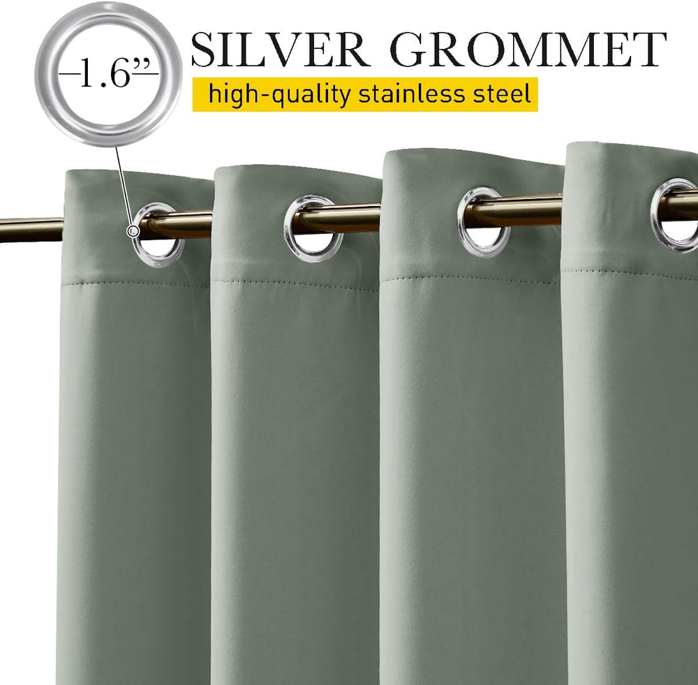 NICETOWN Windproof Outdoor Curtains for Patio Waterproof W66xL90 Sage Green