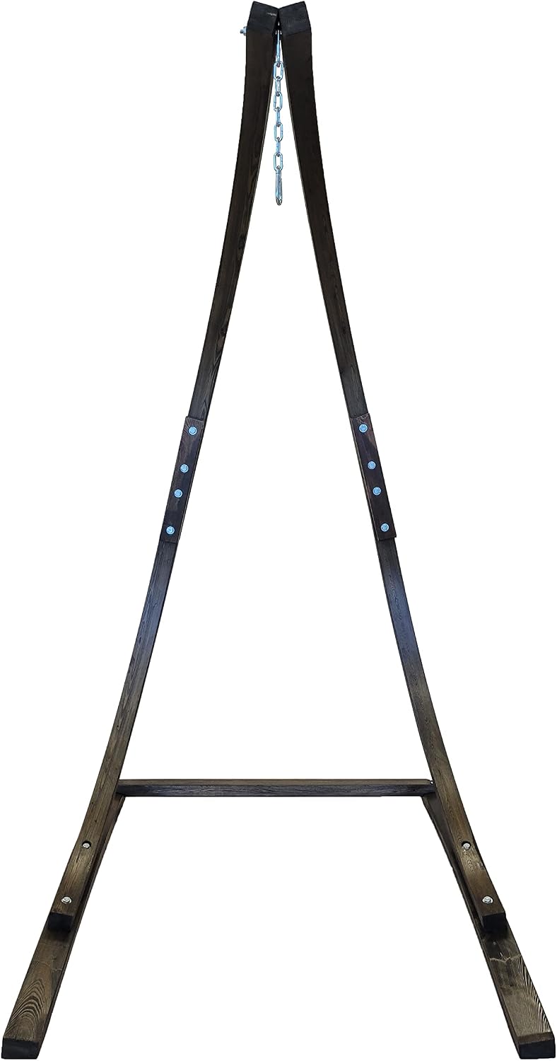 7 Ft. Coffee Stain, Wooden Hammock Chair Stand. Perfect for Indoor/Outdoor Ho...