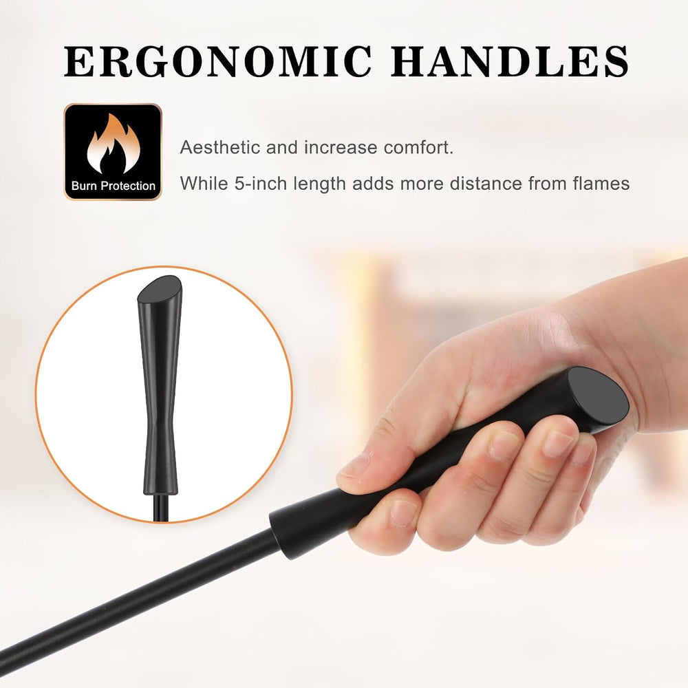 Gtongoko 5 Pcs Fireplace Tools Set 32" Black Wrought Iron Large Fire Too...