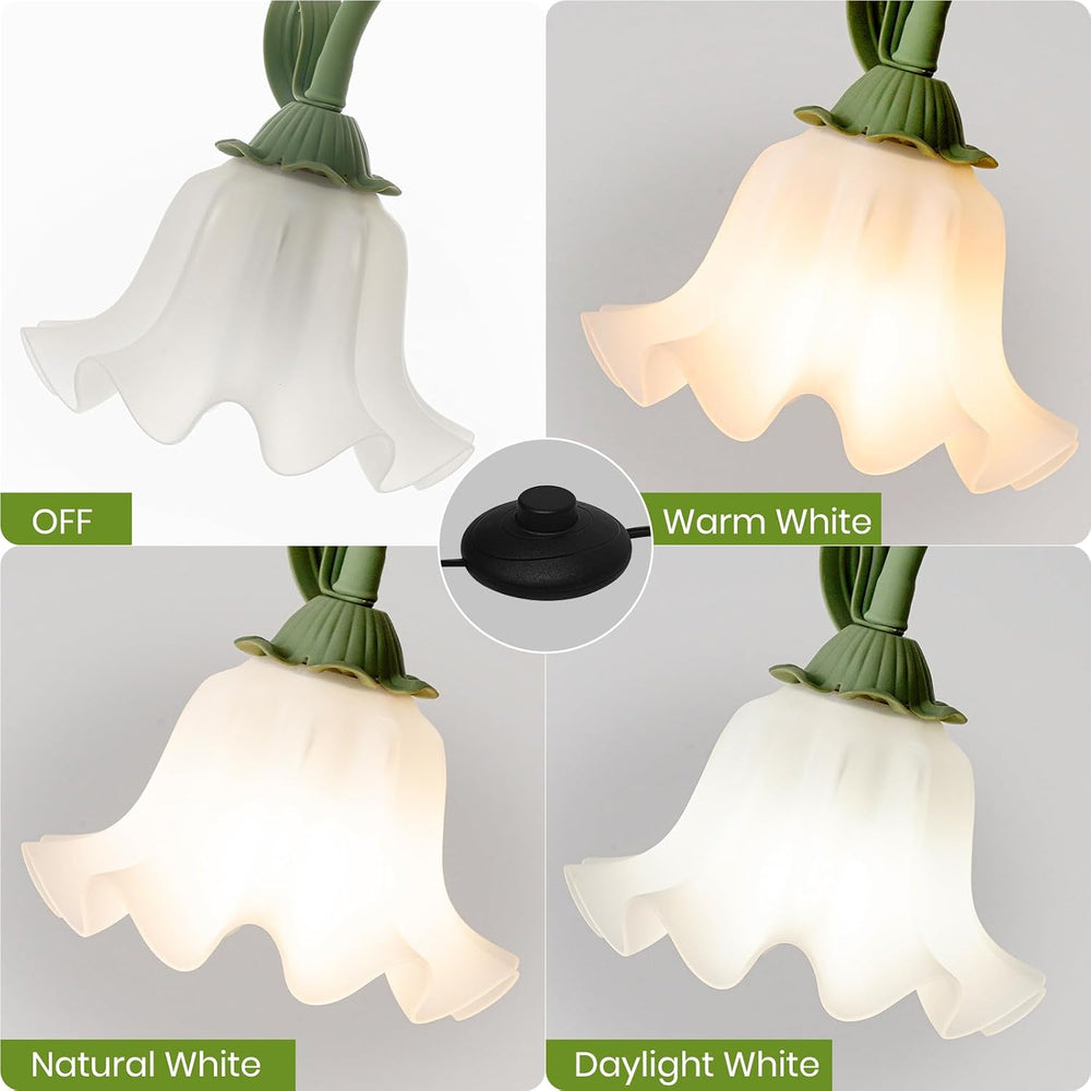 Funky Flower Floor Lamp with Table, Adjustable Gooseneck Floor Lamp with 3 Co...
