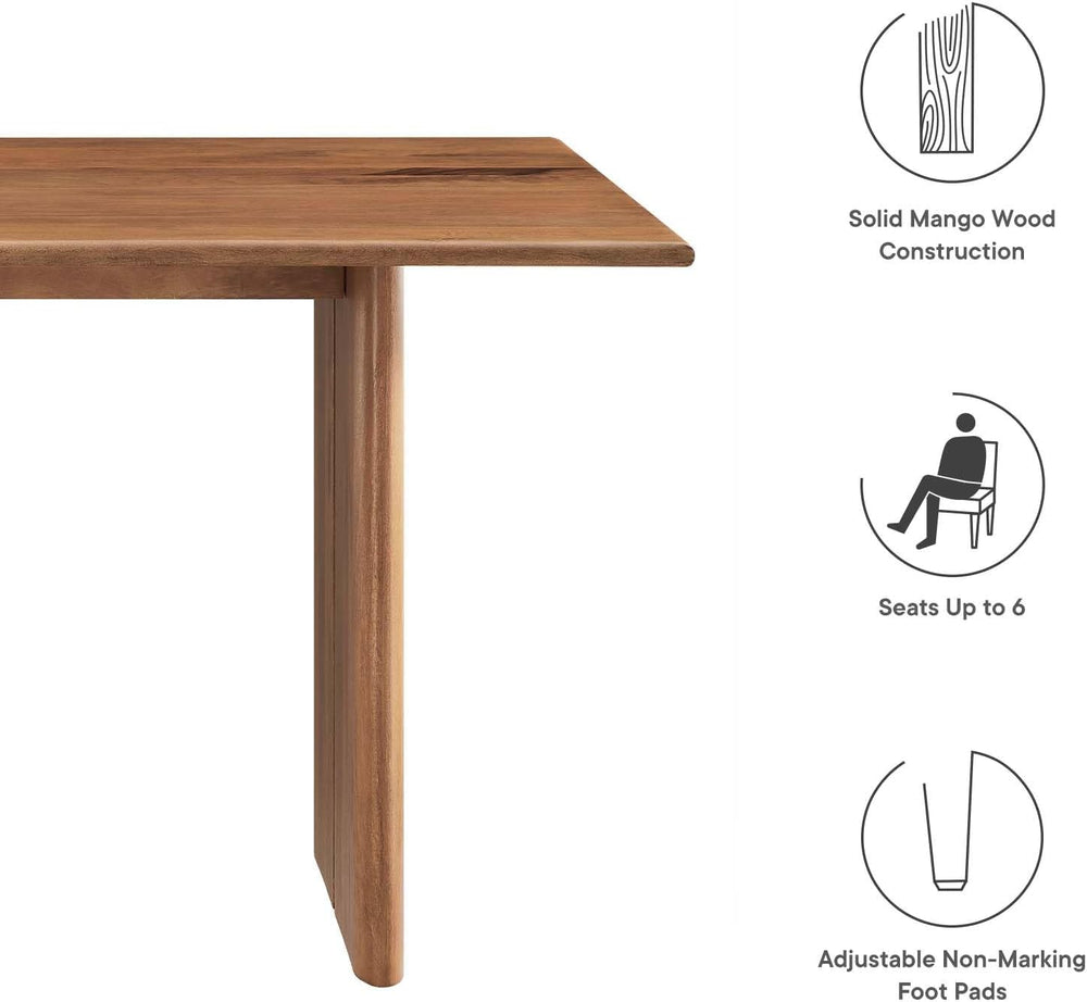 Modway Amistad 60" Solid Wood Modern Farmhouse Rectangular Dining Table ...