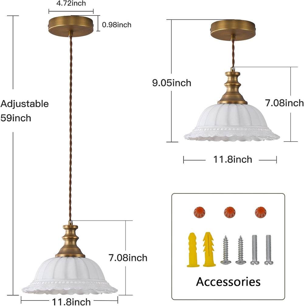 HDDFL White Glass Pendant Lights Modern Pendant Lighting Fixtures 11.8 in Han...