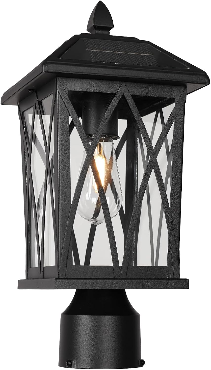 Treekee Solar Post Lights Outdoor, Modern Farmhouse Pier Mount Lamp Post Ligh...