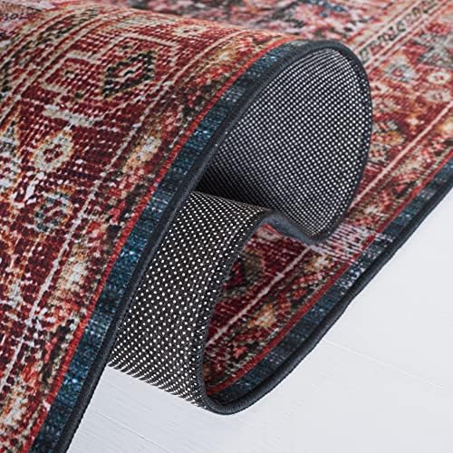 SAFAVIEH Washable Rug Tucson Collection - 8' x 10', Rust & Green,...