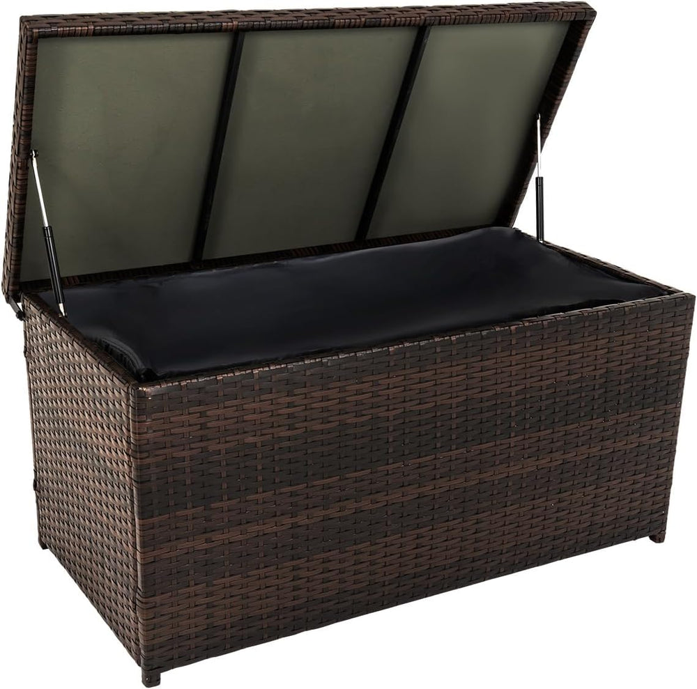 Sundale 70 Gallon Oudoor Deck Box, Large Rattan Storage Box with Handle