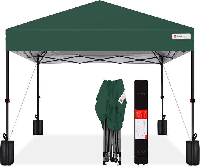 Best Choice Products 8x8 Pop Up Canopy Tent, EZ Setup, Dark Green