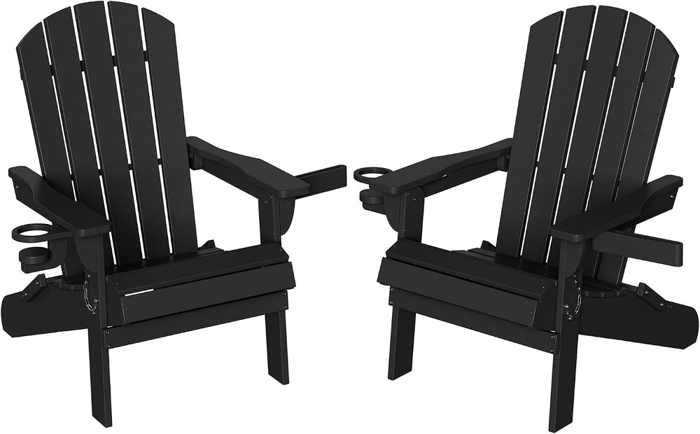 Shintenchi Folding Adirondack Chairs Set of 2,HDPE All-Weather Patio Chairs w...