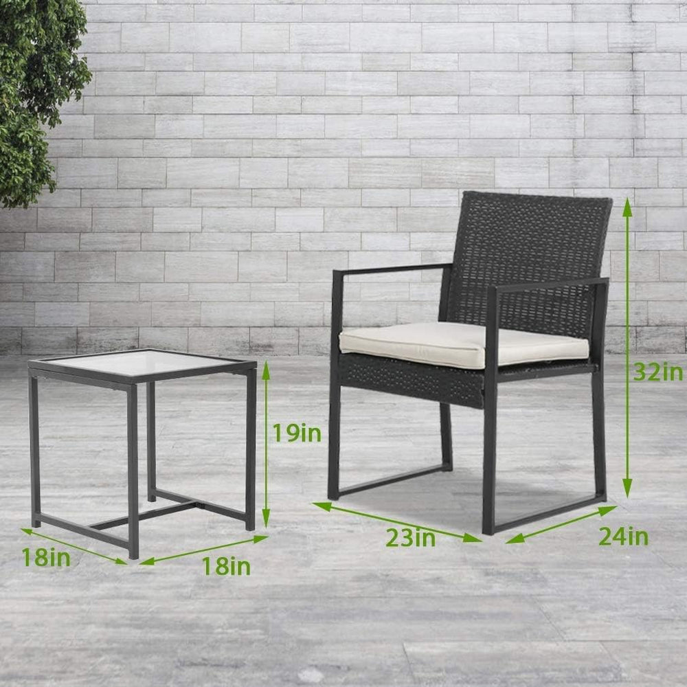 3 Pieces Outdoor Patio Furniture Sets Wicker Porch Furniture Bistro Table Rat...