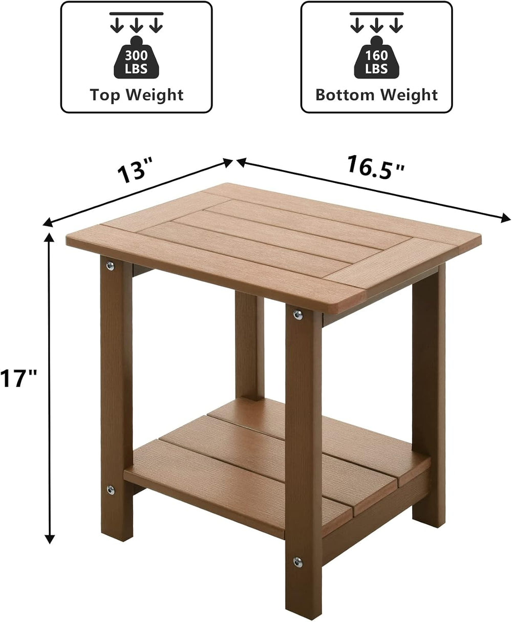 Meluvici Double Adirondack Outdoor Side Table Weather Resistant, Outdoor Rect...