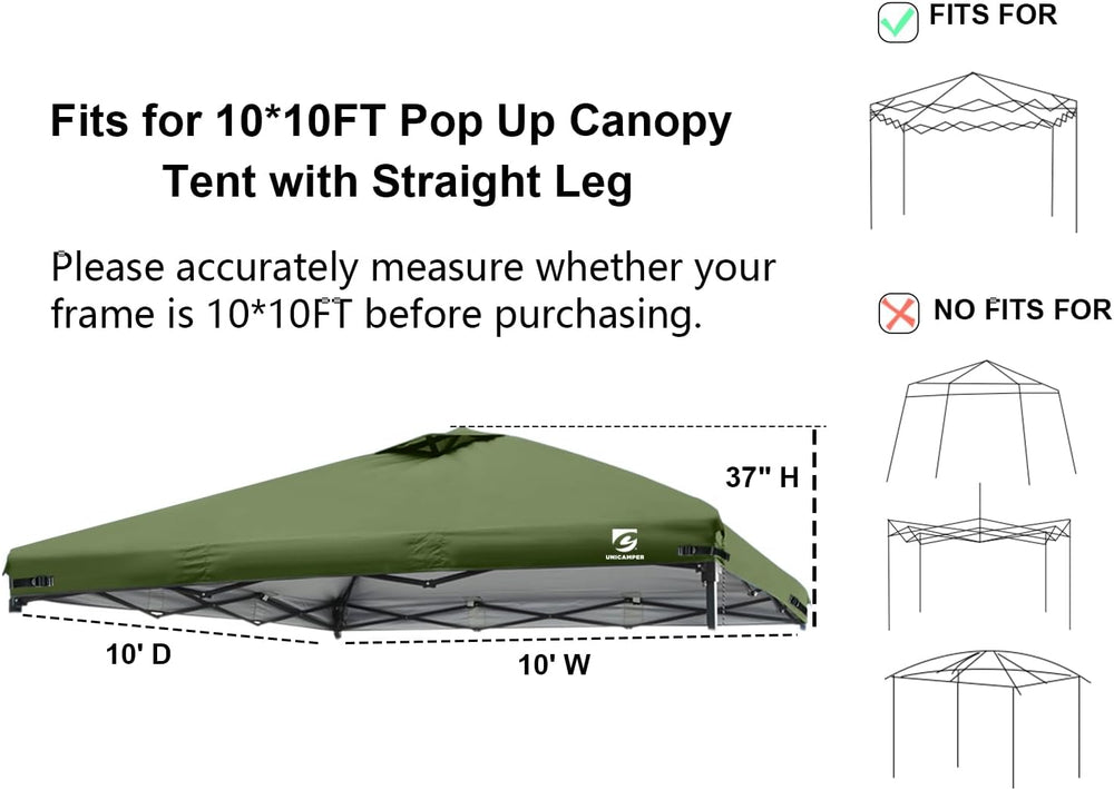 10x10 Pop Up Canopy Replacement Top Cover with Air Vent(Frame NOT INCUDE)