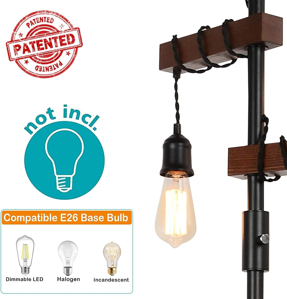 Dimmable Industrial Floor Lamp, Farmhouse Tree Floor Lamp, 68 Inch 3 Lights W...