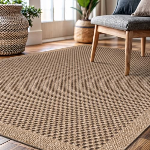 CAMILSON Easy Jute Rug 10x14, Indoor Outdoor Natural Color Fiber Area Rugs fo...