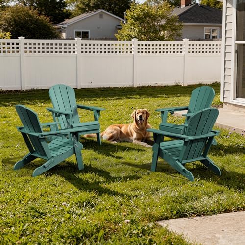 AreShark HDPE Folding Adirondack Chair with Cup Holder, Aruba
