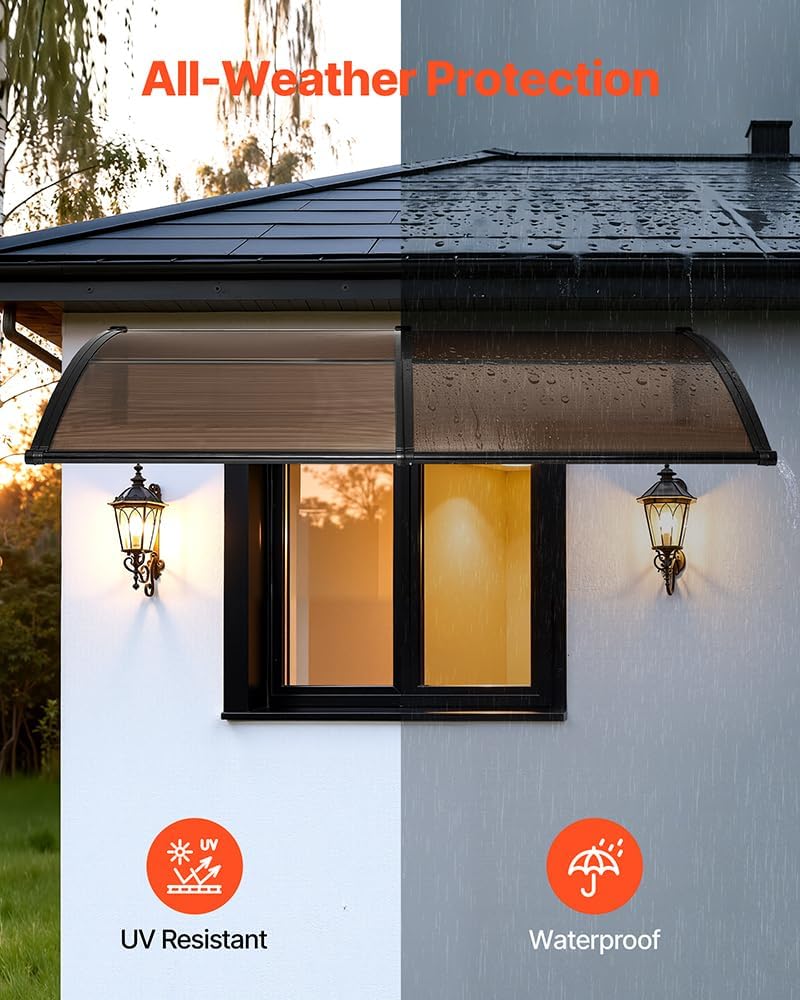 VEVOR Awnings for Door Entrance 38" x 78" Window Awning Canopy Exte...