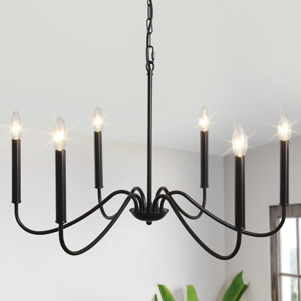 Black Chandelier- Modern Farmhouse Chandelier Dining Room Light Fixture