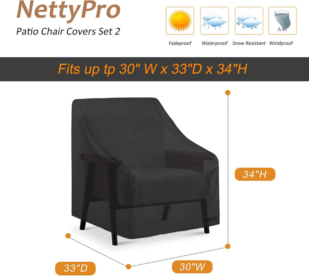 NettyPro Patio Adirondack Chair Cover Waterproof Outdoor Furniture Swivel Rec...