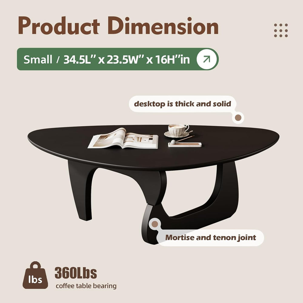 Mid Century Modern Coffee Table - Black Wooden Coffee Table for Living Room,C...