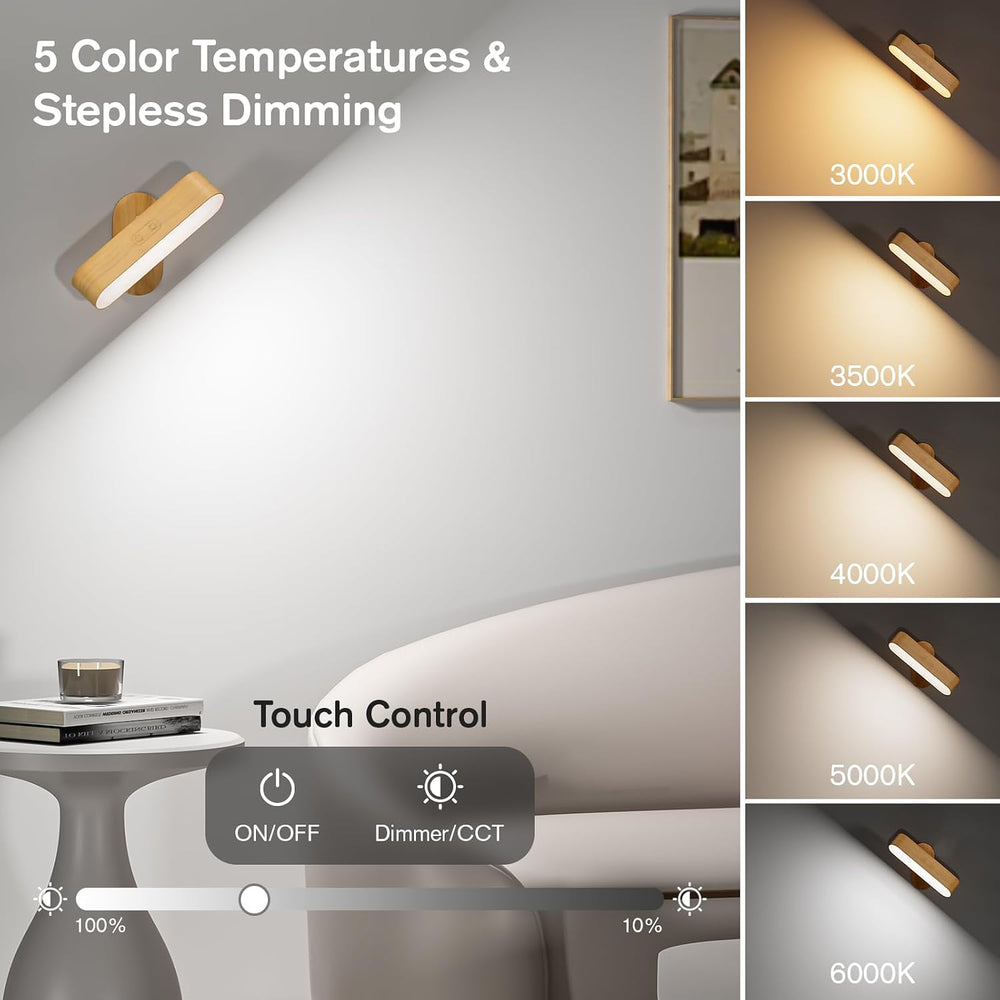 Hensam Battery Operated Wall Sconces Set of 2, Rechargeable & Cordless