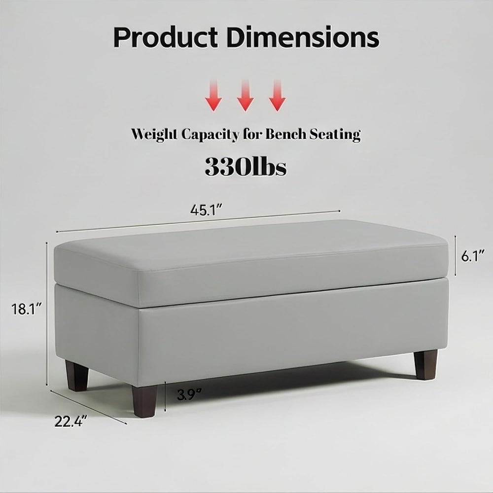 GENTEACO 45" Ottoman Coffee Table with Storage, Reversible Wooden Tray T...