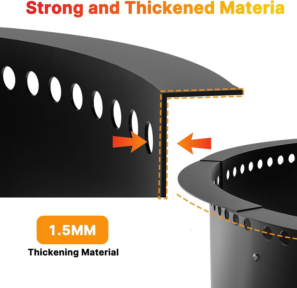 Smokeless Fire Pit Ring, 52-Inch Outer/48-Inch Inner Heavy Duty Large Solid M...