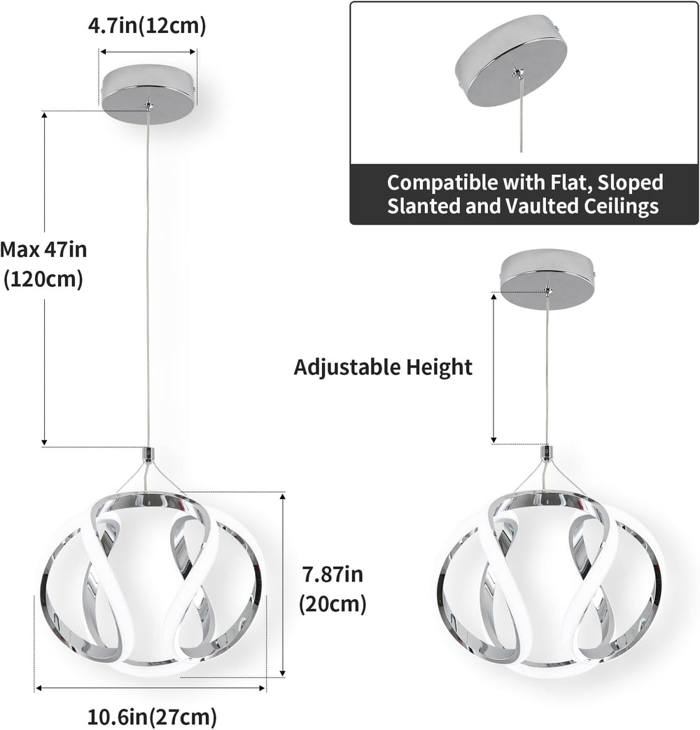 CANEOE Modern Led Pendant Light, 5500K Creative Led Kitchen Island Pendant Li...