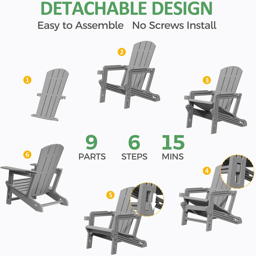 Adirondack Chair, All Weather Plastic Adirondack Chairs, Fire Pit Chairs with...