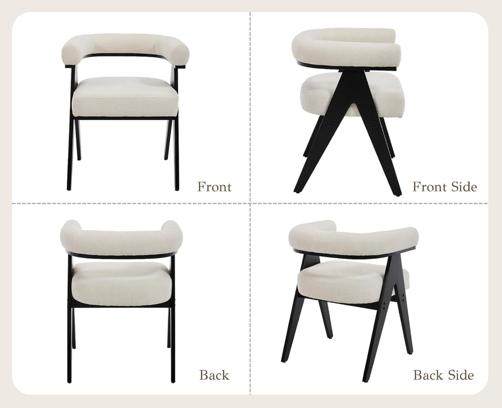 CIMOTA Barrel Wooden Dining Chairs with Arms Set of 4, Modern Fabric Upholste...