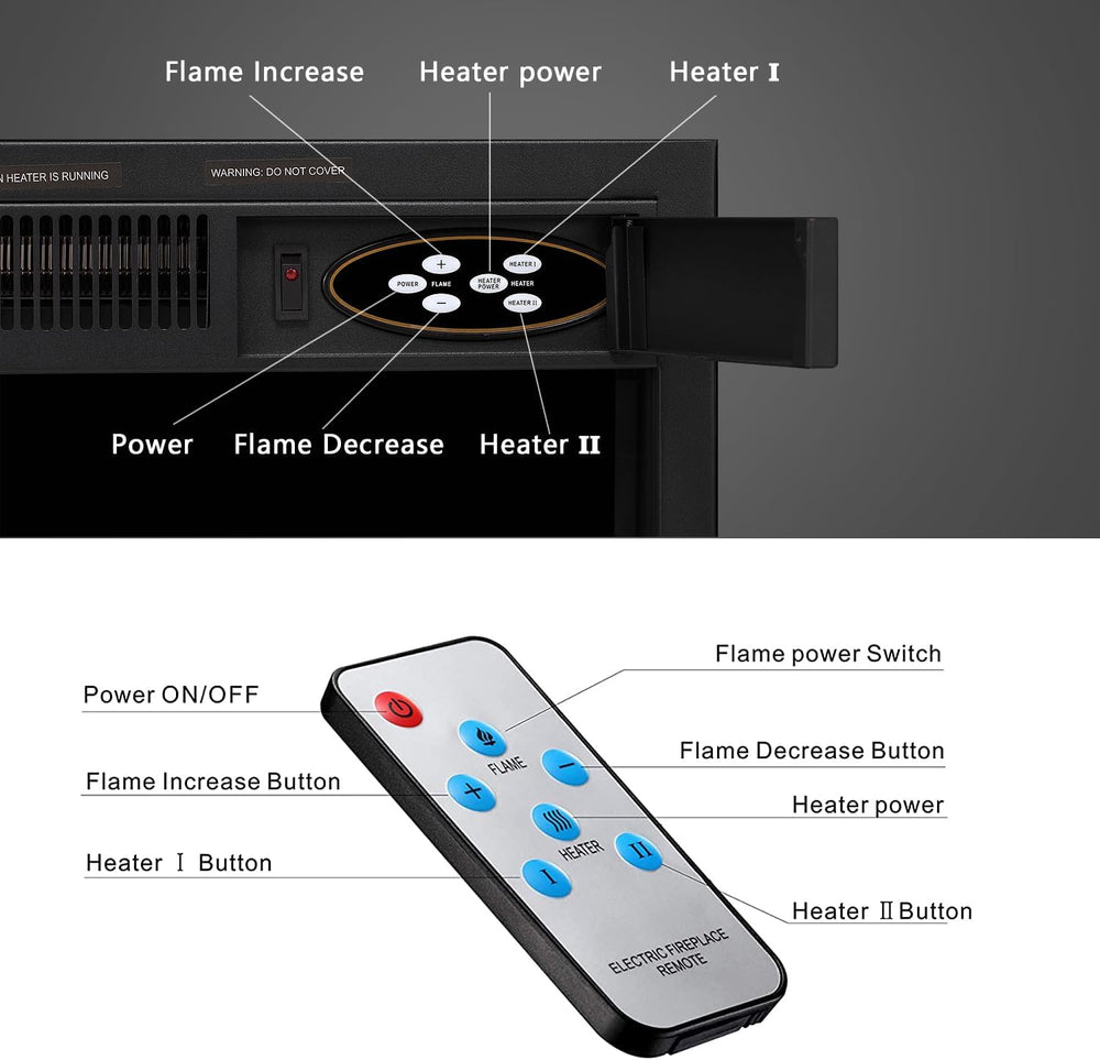 43” Electric Fireplace Mantel Freestanding Electric Fireplace, Remote Control...