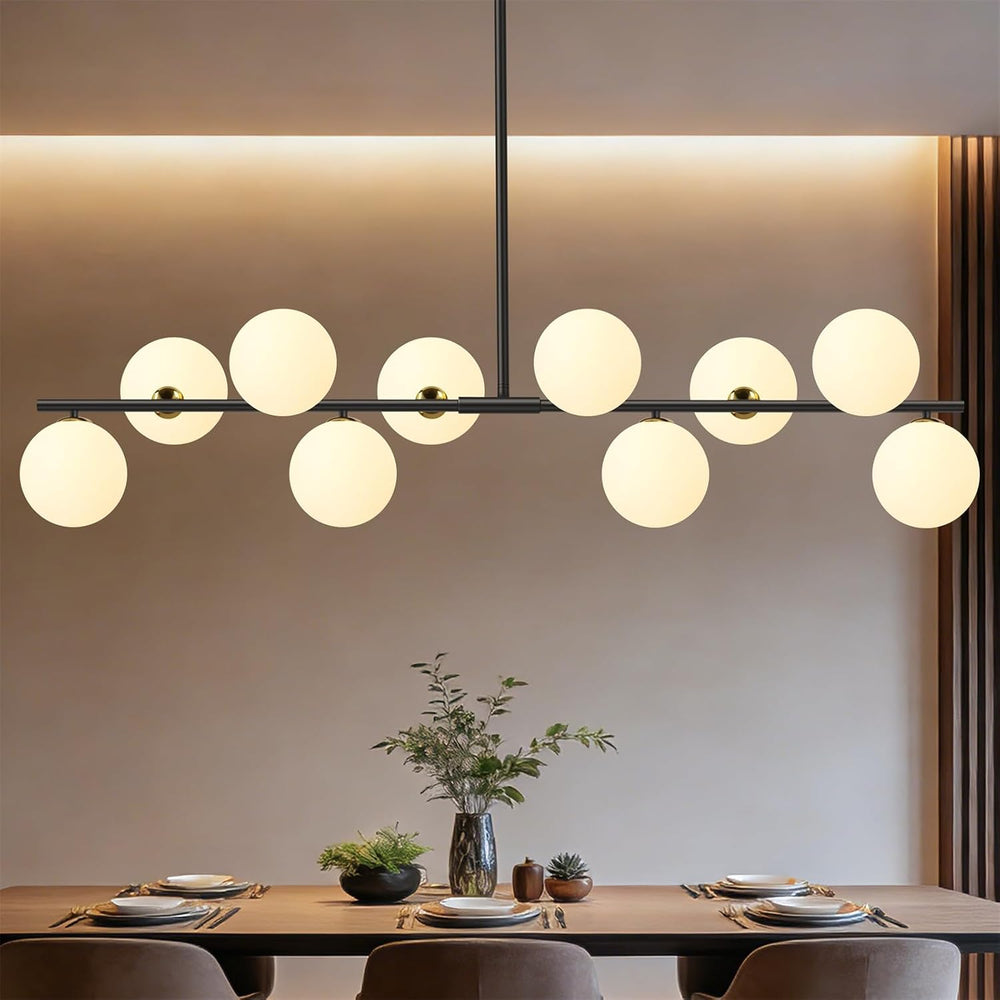 PAZALA 10-Light Black and Gold Sputnik Chandeliers, Height Adjustable Modern ...