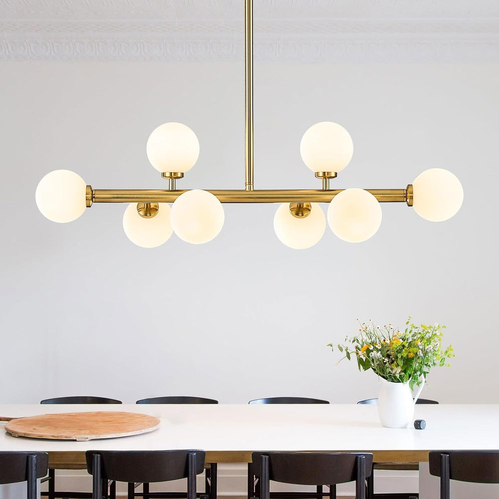 Mid Century Modern Globe Sputnik Chandelier, 8-Light Linear Chandeliers for D...