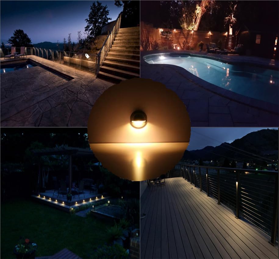 FVTLED Pack of 10 Warm White Low Voltage LED Deck Lights kit Φ1.38 Outdoor Ga...