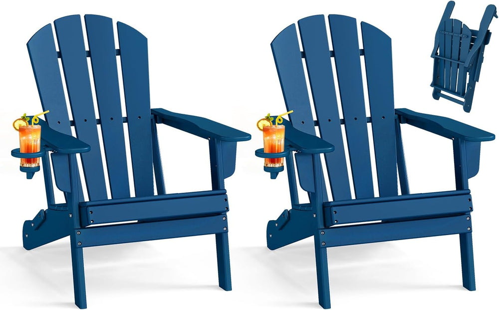 BRIOPAWS Folding-Adirondack-Chairs Set of 2 | HDPE Plastic | Fire Pit Chair |...