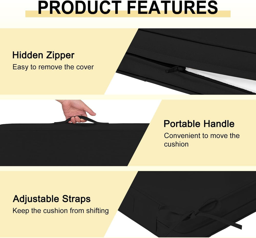 downluxe Waterproof Outdoor Chair Cushions Set of 4, 19" x 19" x 3&...