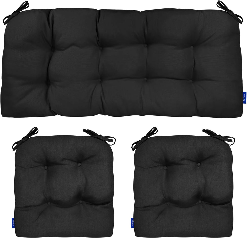 3 Piece Tufted Wicker Cushions for Patio Furniture, Outdoor Wicker Chair Cush...