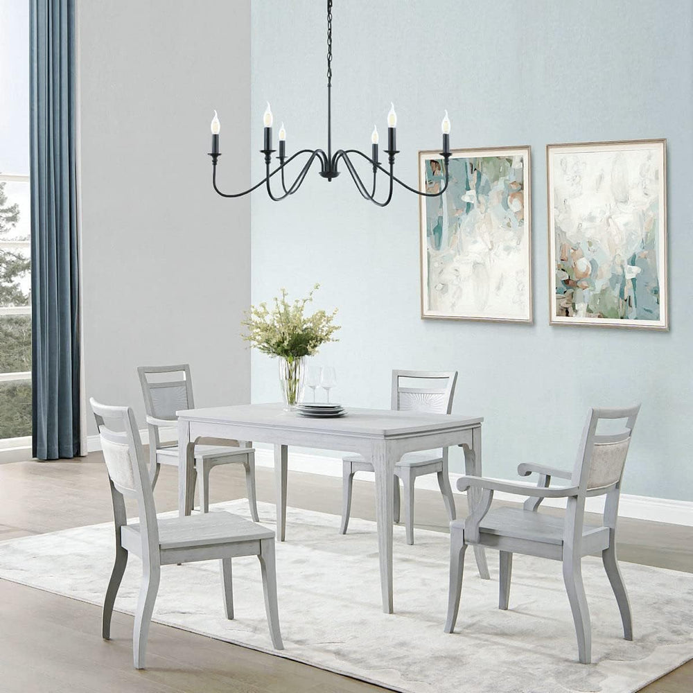 Miluolan Black Chandelier, 6-Light Farmhouse Chandelier for Dining Room