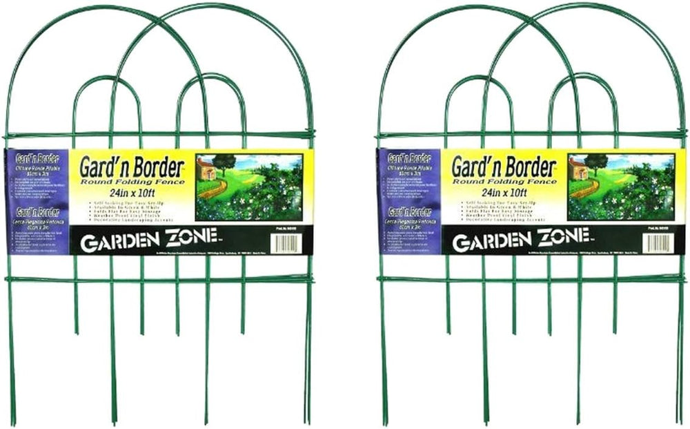 Garden Border Round Folding Fence, Green, 24-Inch x 10-Feet (Pack of 2)