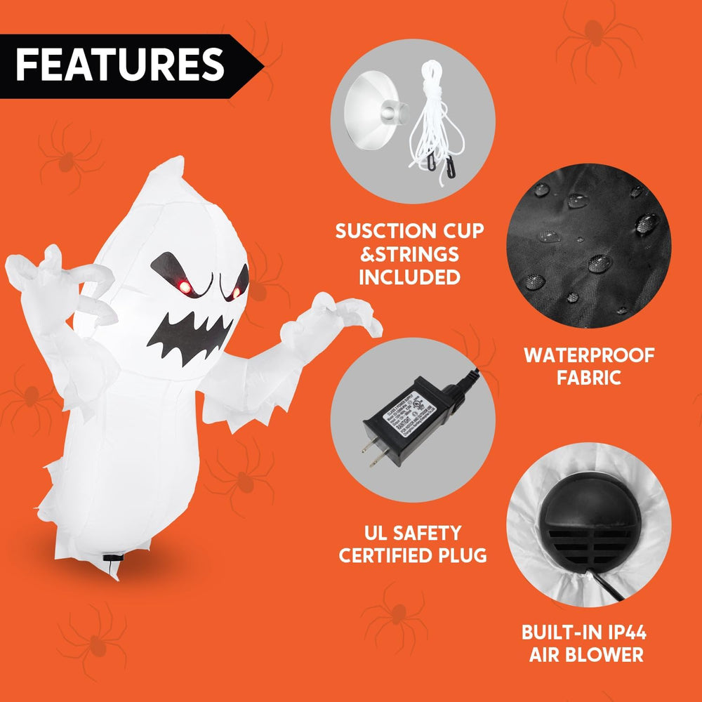 Joiedomi 4.5 FT Halloween Inflatable Ghost with Build-in LEDs, Blow Up Flying...