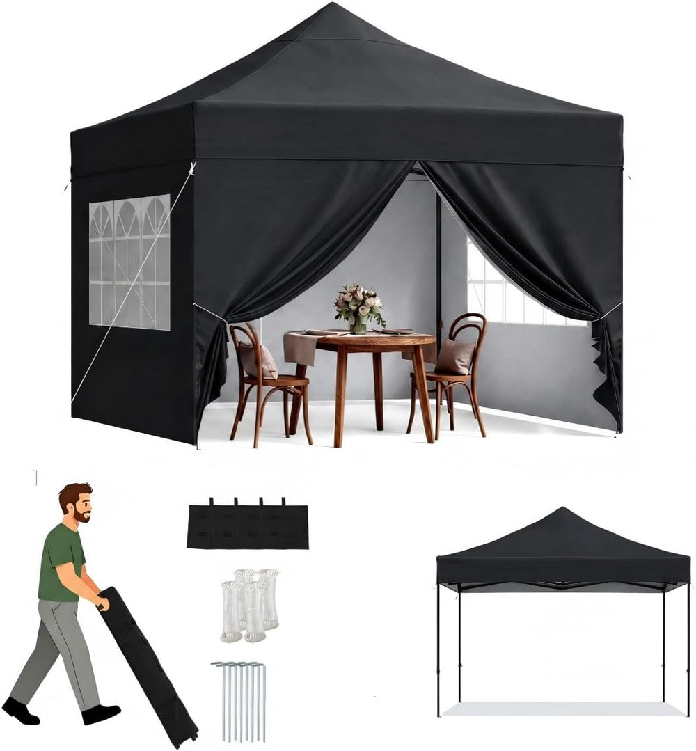 Aoxun 10x10 Pop up Canopy with Sidewalls, Heavy Duty Commercial Instant Shelt...