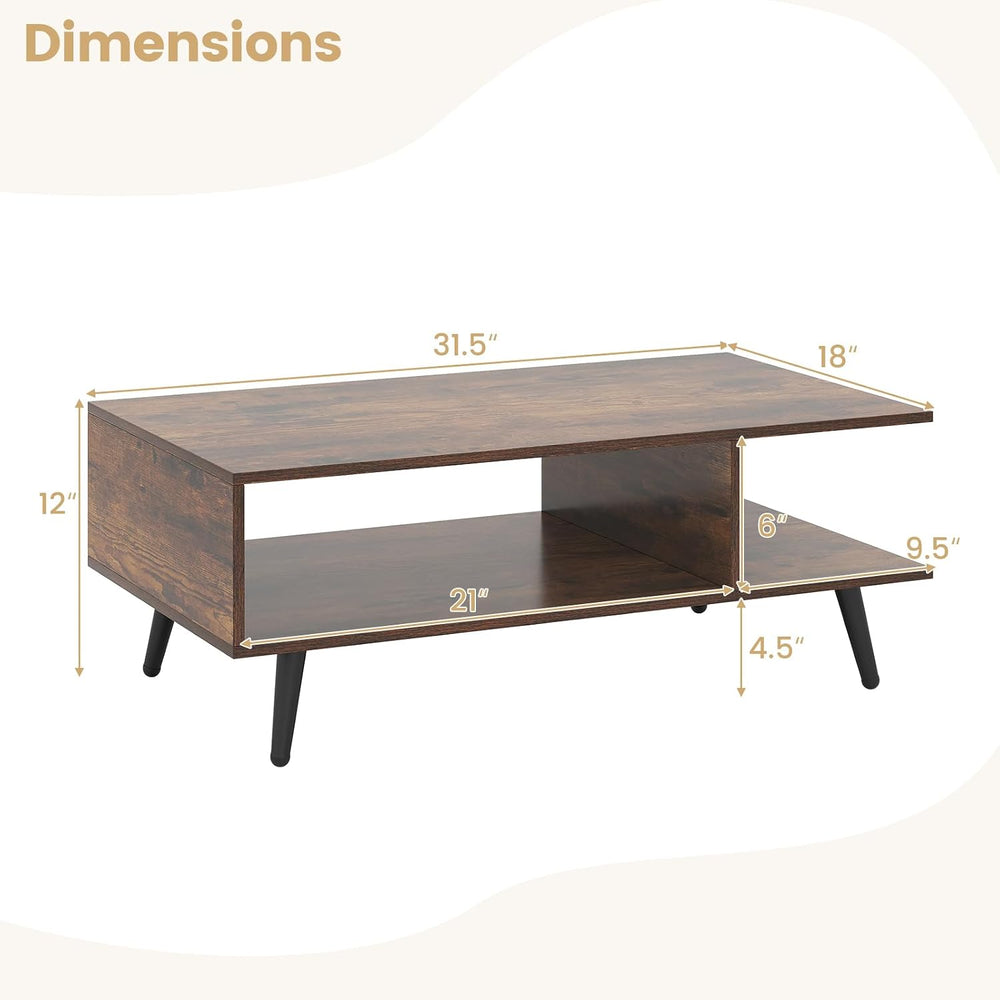 GIANTEX Coffee Table with Storage, Mid Century Modern Center Table for Living...