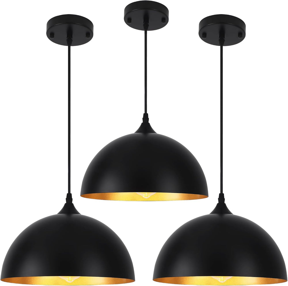 3 Pack Black Pendant Lights Kitchen Island, 11.8'' Modern Dome Pendan...