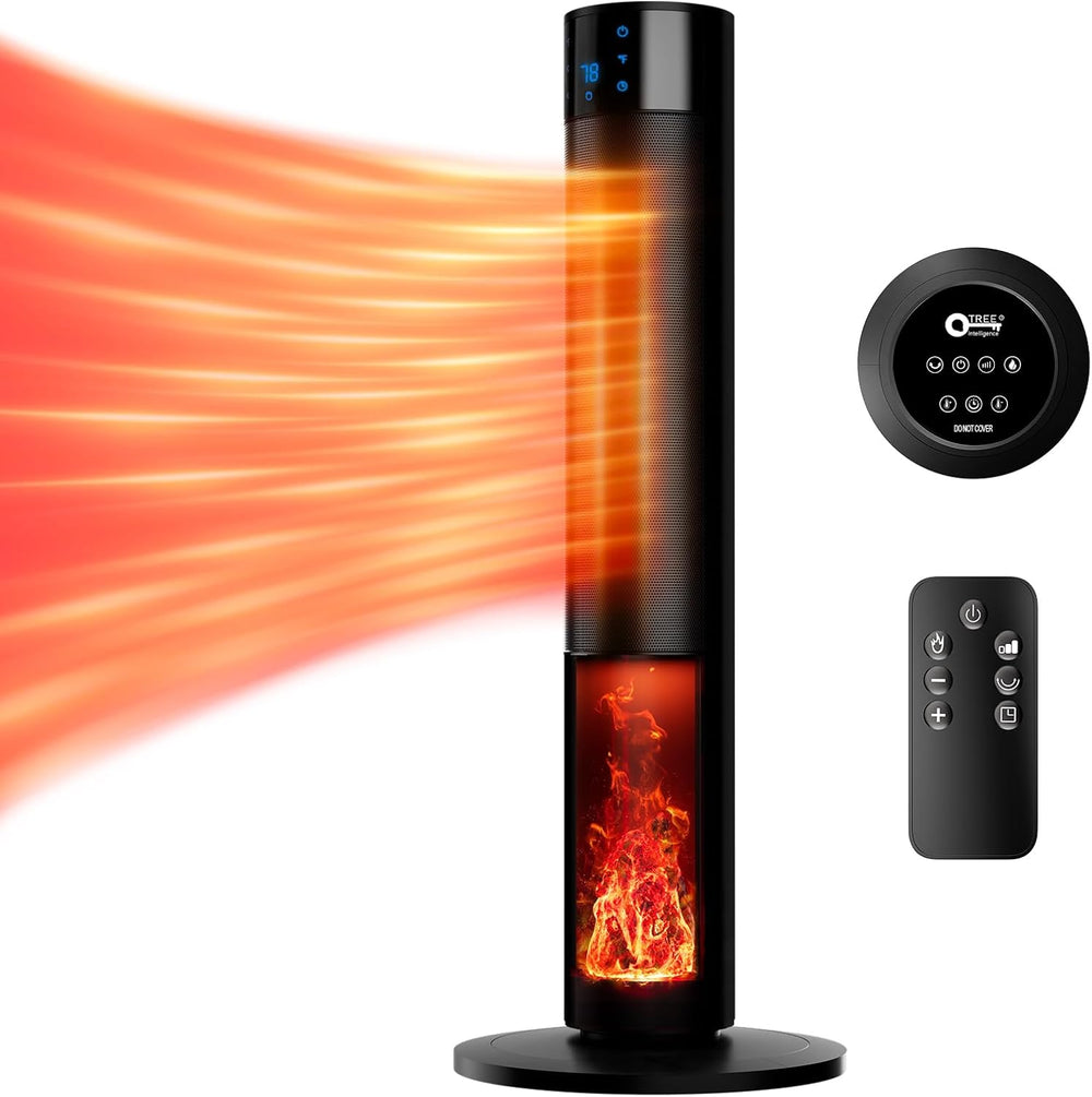 Portable 1500W Space Heater with Fireplace,70° Oscillating PTC Ceramic, 33.5i...